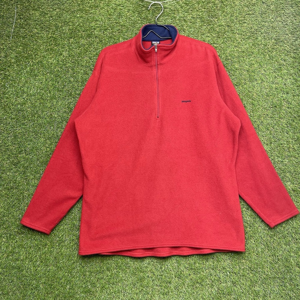 Vintage Patagonia Capilene Fleece Mens 2XL Red Sweater 1/4 Zip Jacket Outdoor